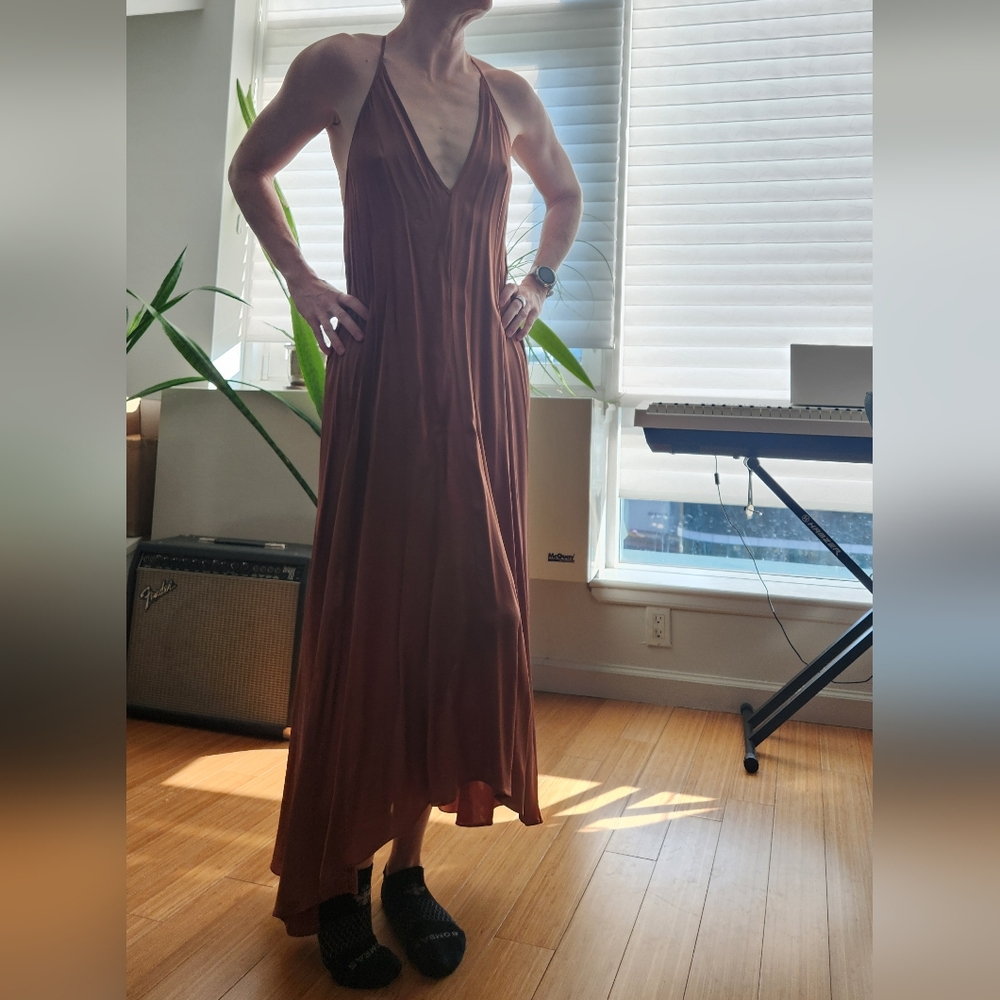Reiss Sepia Deep V Backless Dress